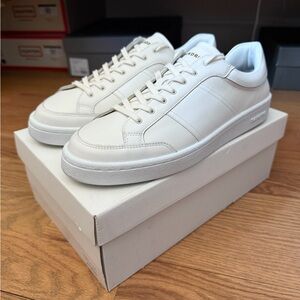 NWT Sandro Men’s White/Off-White Retro Leather Sneakers Size 44